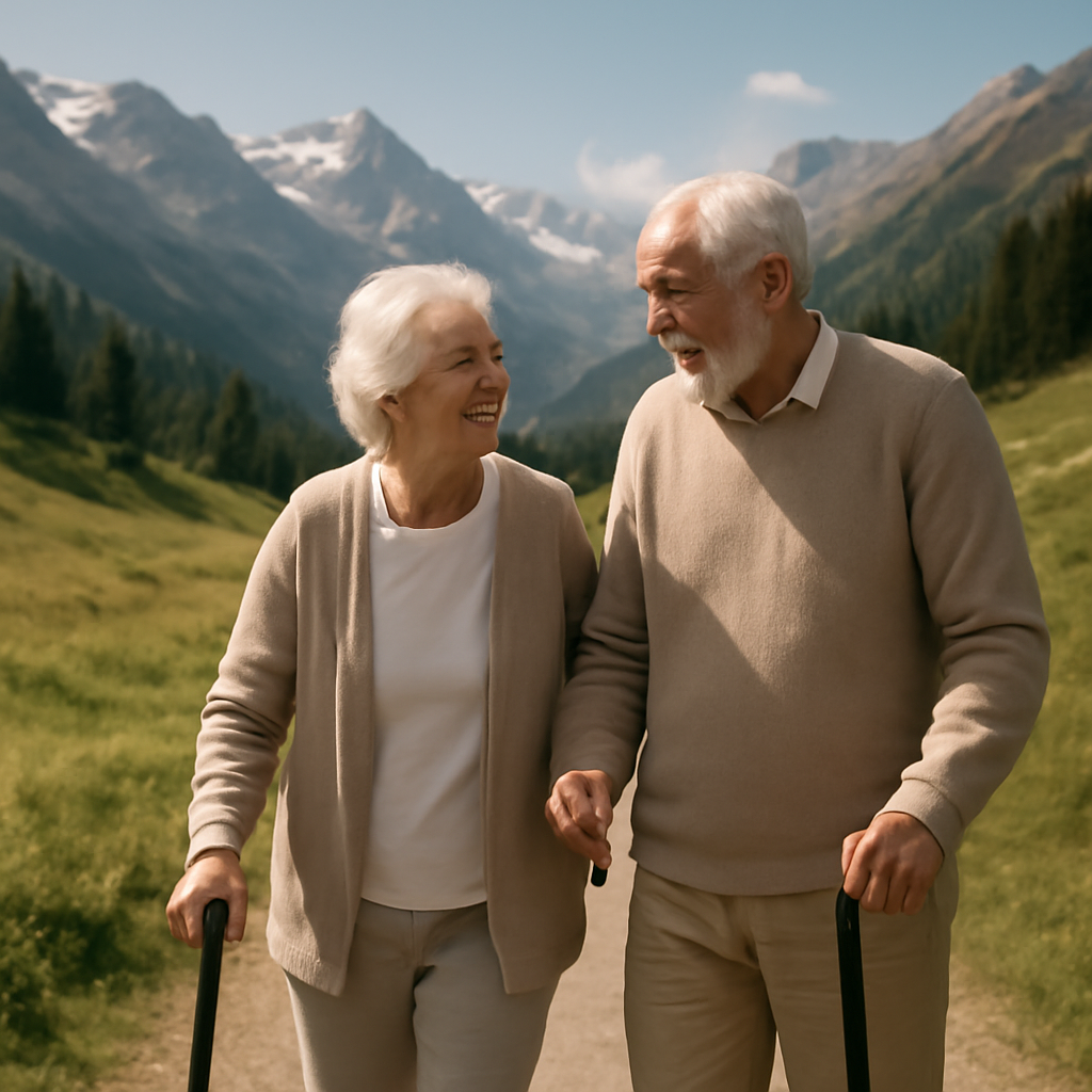 Alpine Gentle Mobility Retreat — Swiss alpine path with gentle trails