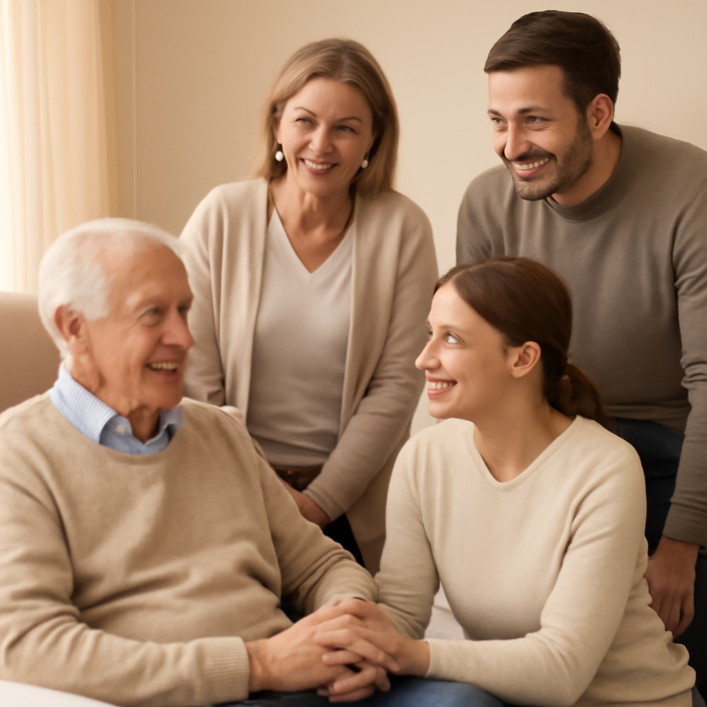 Family visiting a resident at Olivorn